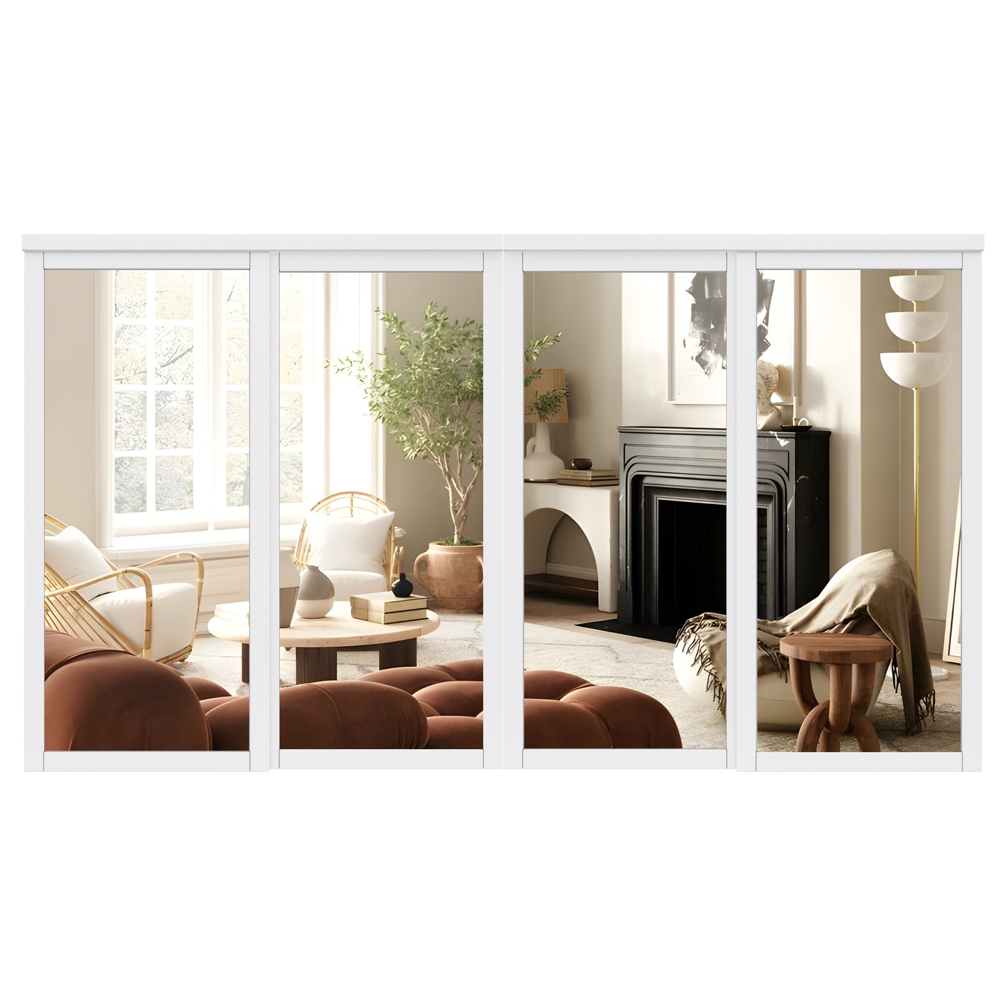 CRUTOP Paintable Sliding Closet Door, One Side Mirror, Primed Water-Resistant Frame, Build Quality & Easy to Install (Pre-Assembled Panels with Hardware Kit)