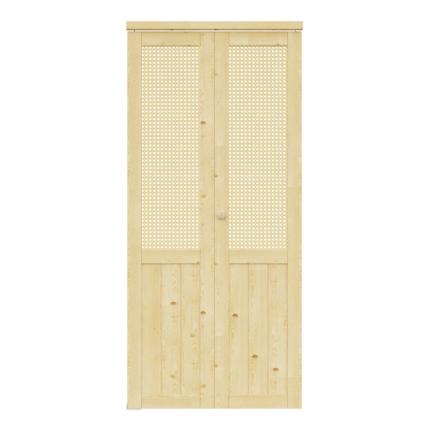 CRUTOP Bi-Fold Pivot Doors , Rattan Closet Door with Hardware Kit, MDF Panel Folding Interior Double Doors Easy to Install - Pine