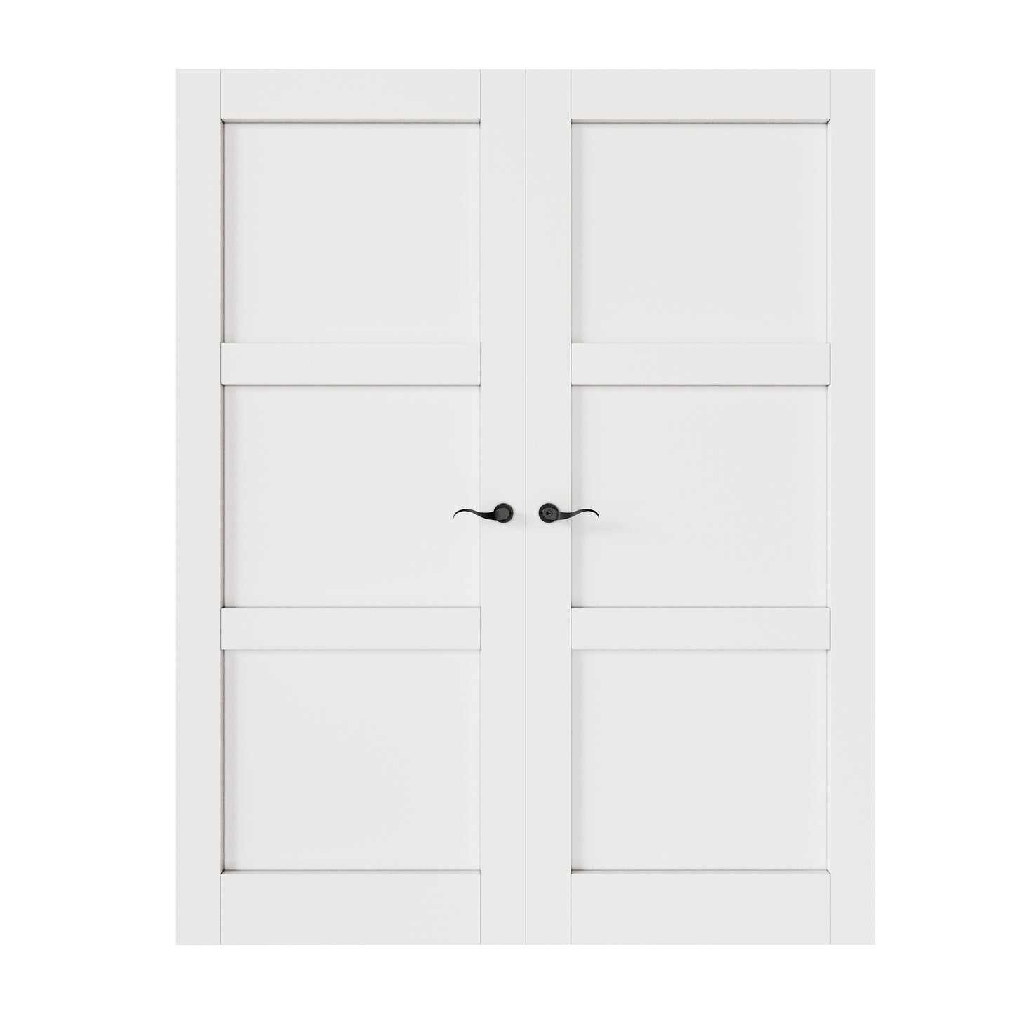 CRUTOP 3-Lite Pivot Swing Door for Pantry Laundry with Pivot Hardware, Double Solid Core Doors for Closet, Bifold Door Alternative - White