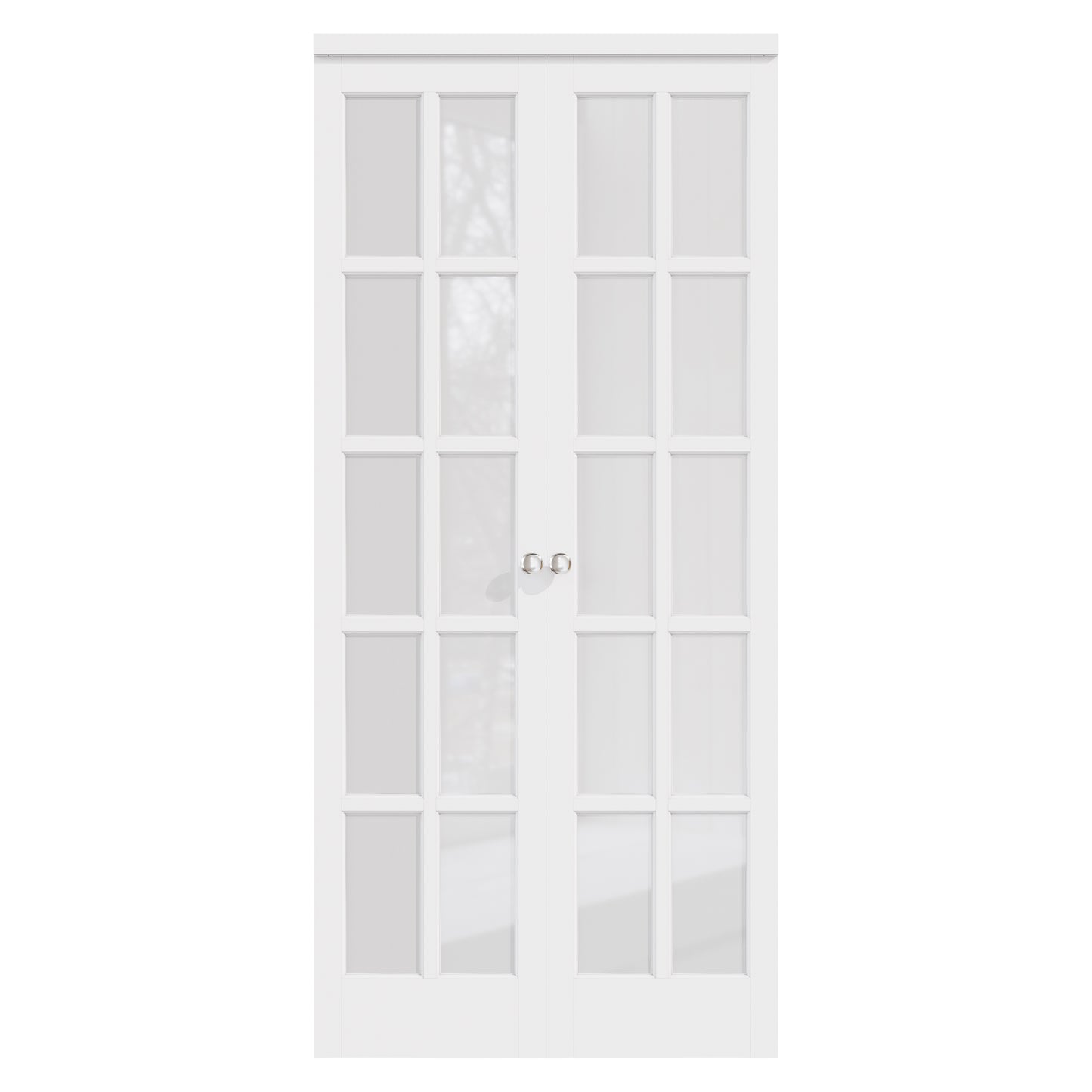 CRUTOP Bi-Fold Pivot Doors , 10-Lite Tempered Frosted Glass Closet Door with Hardware Kit, MDF Panel Folding Interior Double Doors Easy to Install - White