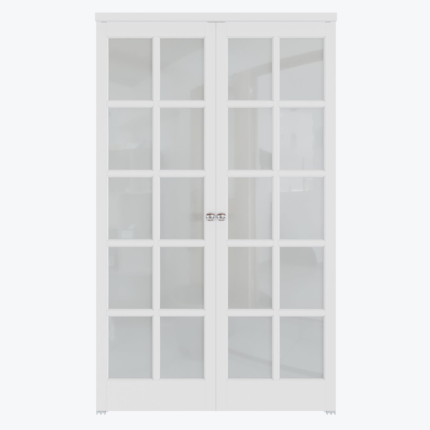 CRUTOP 10-Lite Tempered Frosted Glass Pivot Swing Door for Pantry Laundry with Pivot Hardware, Double Doors for Closet, Bifold Door Alternative - White