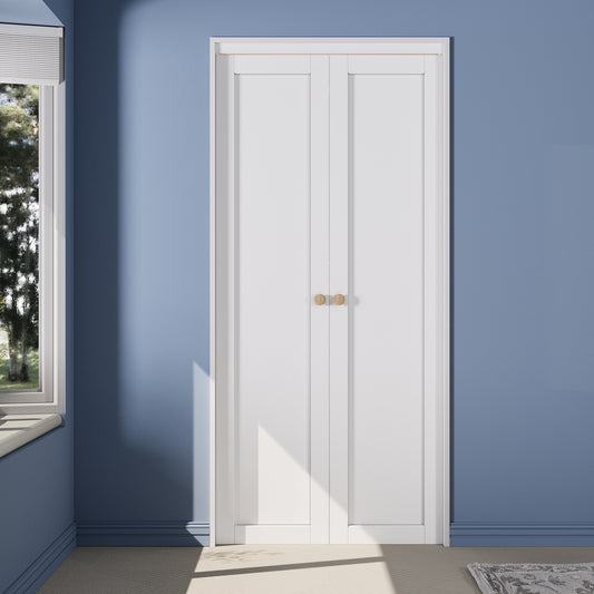 CRUTOP Pivot Swing Door for Pantry Laundry with Pivot Hardware, Double Solid Core Doors for Closet, Bifold Door Alternative - White