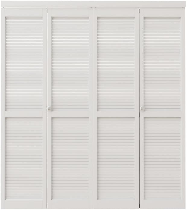 CRUTOP Louvered Bifold Closet Door, Solid Core Pre-Assembled Panels with Water-Resistant Triple-Layer Painting, Build Quality (Panels&Hardware&Fascia&Knob)