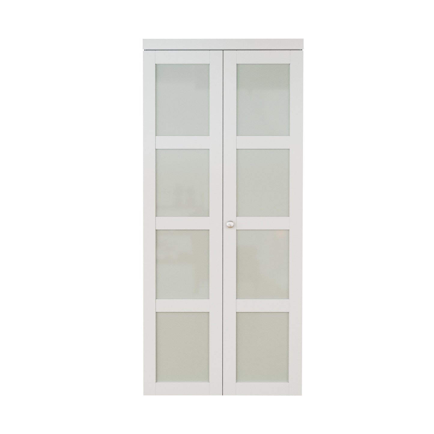 CRUTOP Bi-Fold Pivot Doors , 4-Lite Tempered Frosted Glass Closet Door with Hardware Kit, MDF Panel Folding Interior Double Doors Easy to Install - White