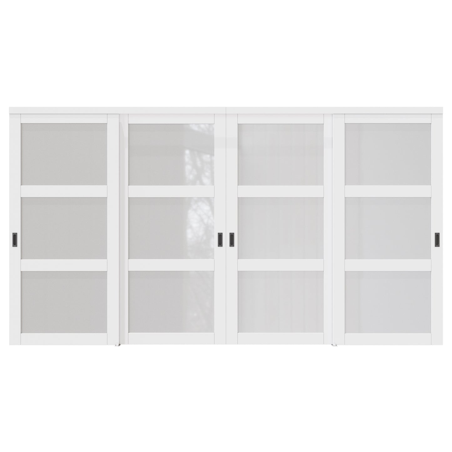 CRUTOP Paintable Sliding Closet Door, 3-Lite Tempered Frosted Glass with Good Privacy, Water-Resistant Frame, Build Quality (Panels&Hardware Kit)