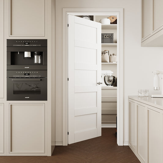 CRUTOP 5-Lite Solid Core MDF Panel Interior Slab Door, White Prefinished Door with/without Prehung Kit, Paintable