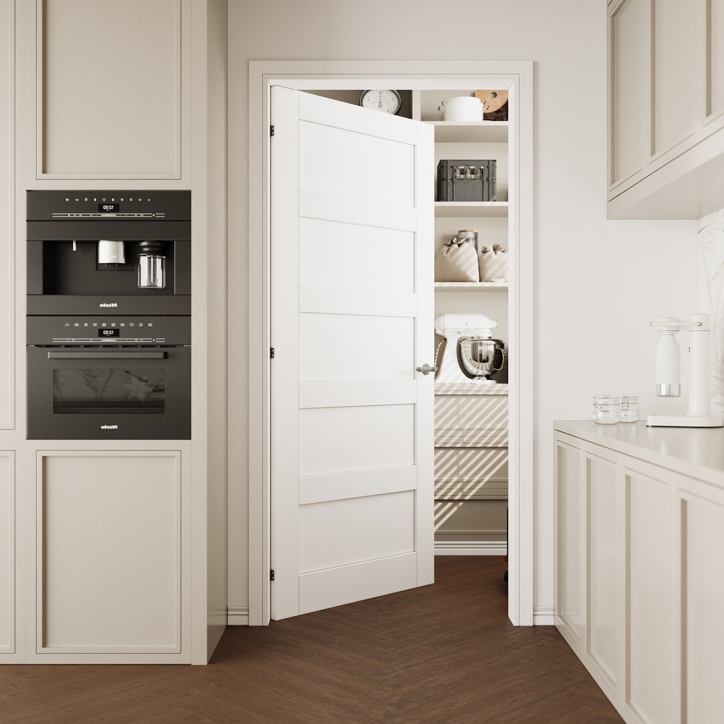 CRUTOP 5-Lite Solid Core MDF Panel Interior Slab Door, White Prefinished Door with/without Prehung Kit, Paintable