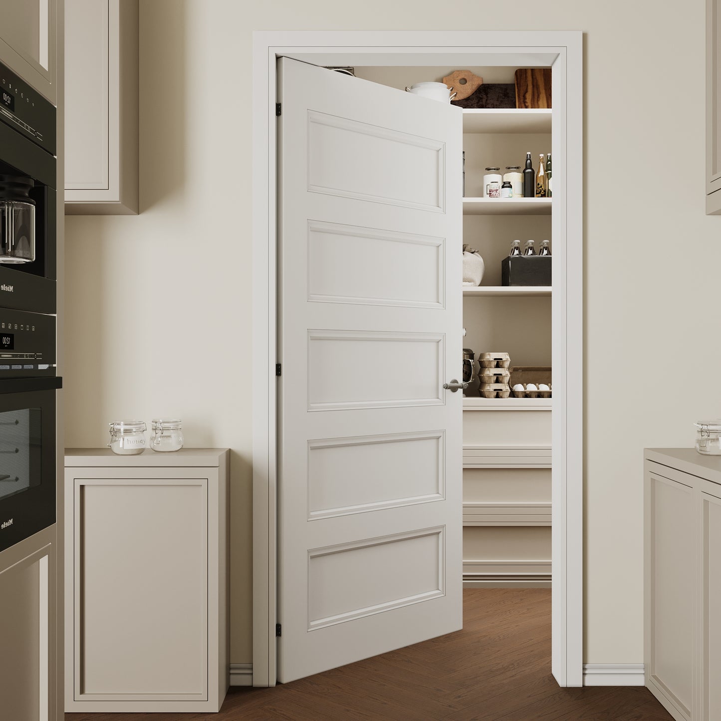 CRUTOP 5-Lite Solid Core Molded Panel Interior Slab Door, White Prefinished Door with/without Prehung Kit, Paintable