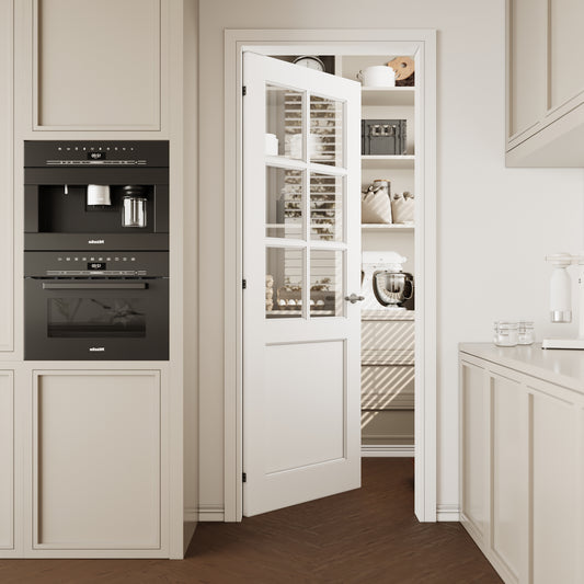 CRUTOP 6-Lite Clear Glass Interior Slab Door, White Prefinished Door with/without Prehung Kit, Paintable