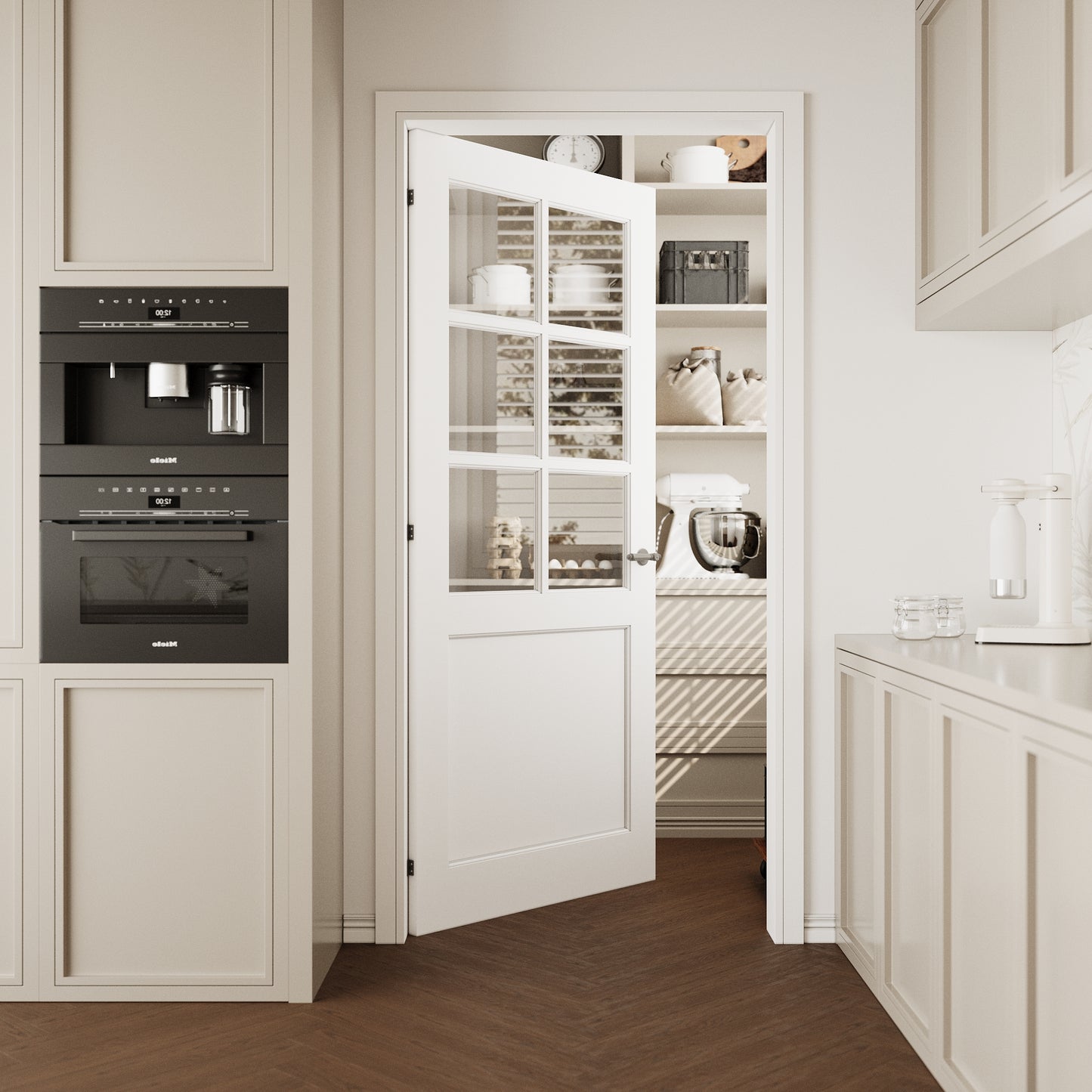 CRUTOP 6-Lite Clear Glass Interior Slab Door, White Prefinished Door with/without Prehung Kit, Paintable