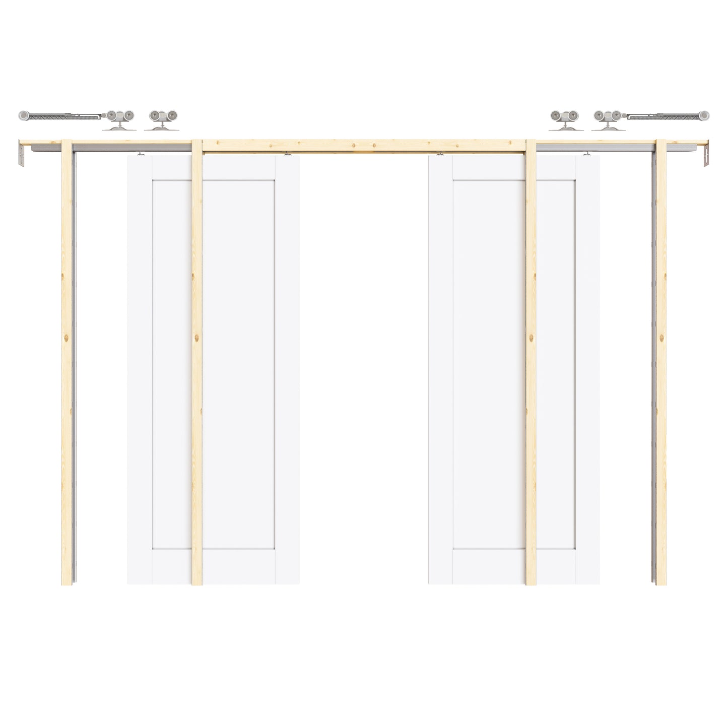 CRUTOP Solid Core Panel Pocket Door, White Interior Sliding Doors with Hardware Kit & Soft Close & Frame, Solid Core MDF Wood & Pre-Finished Paintable Surface
