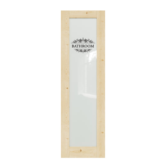 CRUTOP Frosted Glass Pine Wood Interior Bathroom Door Slab With Self-Adhesive Waterproof Vinyl Colorfast Sticker, Paintable, Unfinished