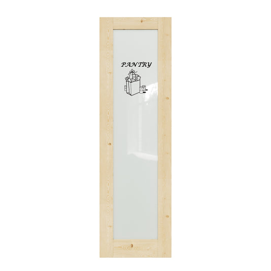 CRUTOP Interior Door Frosted Glass Pine Wood Pantry Door Slab With Self-Adhesive Waterproof Vinyl Colorfast Sticker, Paintable, Unfinished