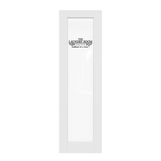 CRUTOP Clear Glass Interior Laundry Door Slab With Self-Adhesive Waterproof Vinyl Colorfast Sticker, Paintable, Pre-finished, White