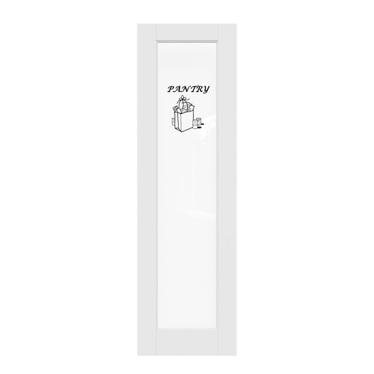 CRUTOP Interior Door Clear Glass Pantry Door Slab With Self-Adhesive Waterproof Vinyl Colorfast Sticker, Paintable, Pre-finished,White