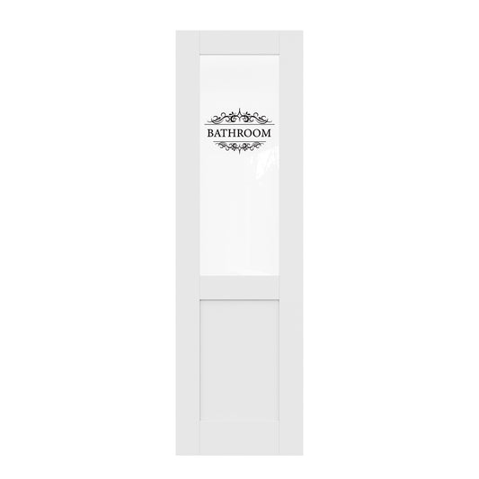 CRUTOP Half Clear Glass Interior Bathroom Door Slab With Self-Adhesive Waterproof Vinyl Colorfast Sticker, Paintable, Pre-finished, White