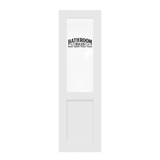 CRUTOP Interior Door Half Clear Glass Bathroom Door Slab With Self-Adhesive Waterproof Vinyl Colorfast Sticker, Paintable, Pre-finished, White