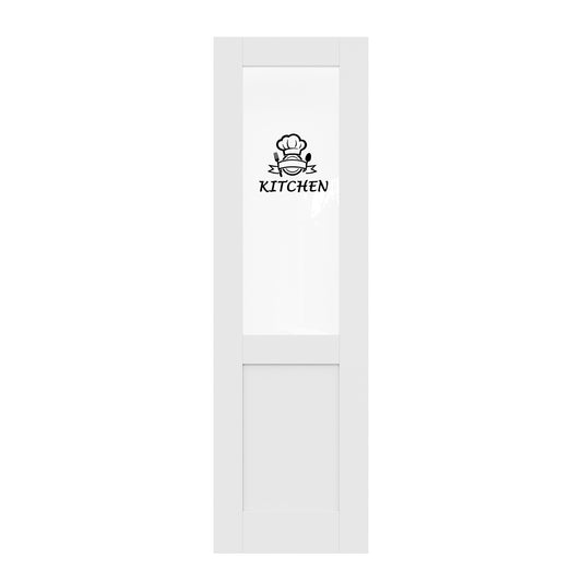 CRUTOP Half Clear Glass Interior Kitchen Door Slab With Self-Adhesive Waterproof Vinyl Colorfast Sticker, Paintable, Pre-finished