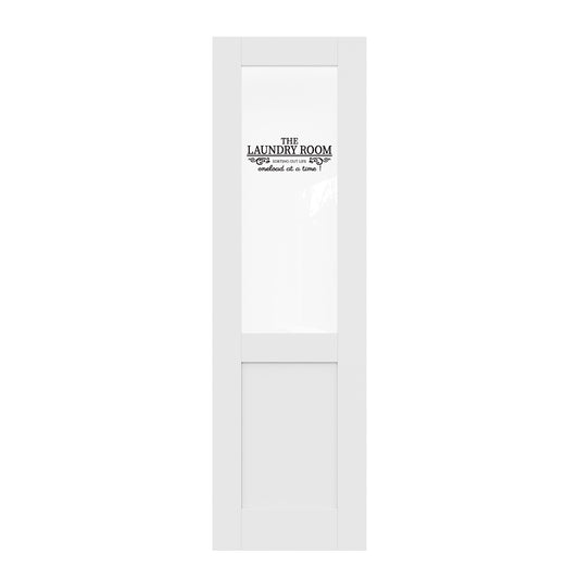 CRUTOP Half Clear Glass Interior Laundry Door Slab With Self-Adhesive Waterproof Vinyl Colorfast Sticker, Paintable, Pre-finished, White