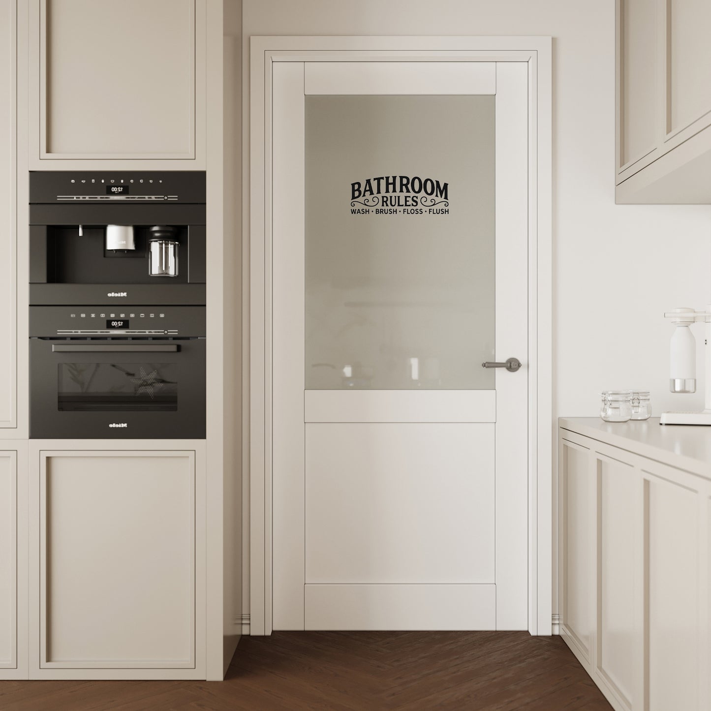 CRUTOP Interior Door Half Frosted Glass Bathroom Door Slab With Self-Adhesive Waterproof Vinyl Colorfast Sticker, Paintable, Pre-finished, White