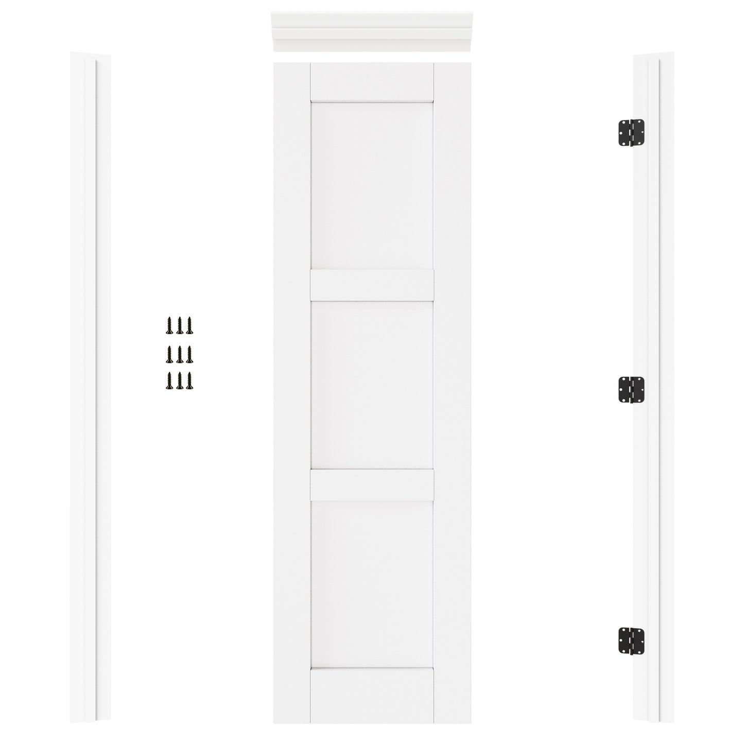 Crutop Prehung Jamb for 80" High Slab - Right Handed (Pine Wood with white painting)
