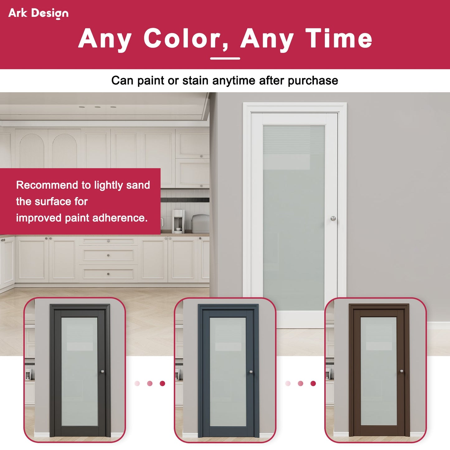 Crutophome 3-Lite Panel Door Slab with Prehung Kit, Right / Left Handed, White