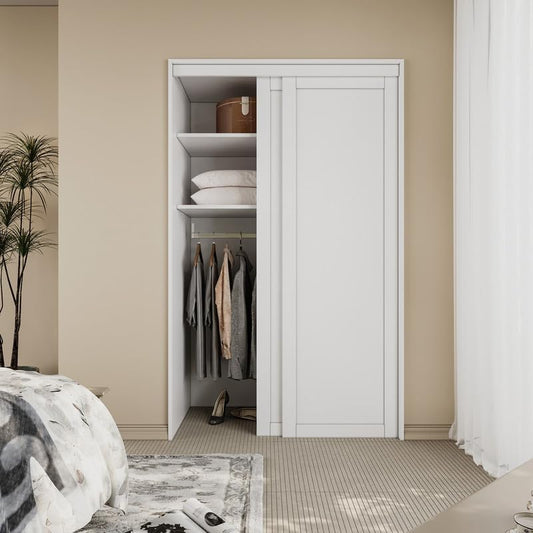 CRUTOP  Paintable Sliding Closet Door, Solid Core & Primed Water-Resistant Panels, Build Quality & Easy to Install