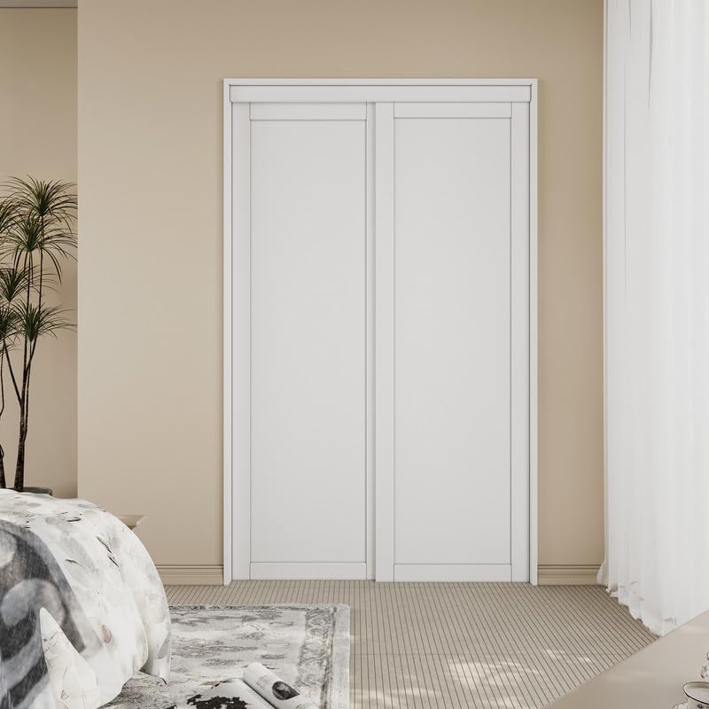 CRUTOP  Paintable Sliding Closet Door, Solid Core & Primed Water-Resistant Panels, Build Quality & Easy to Install