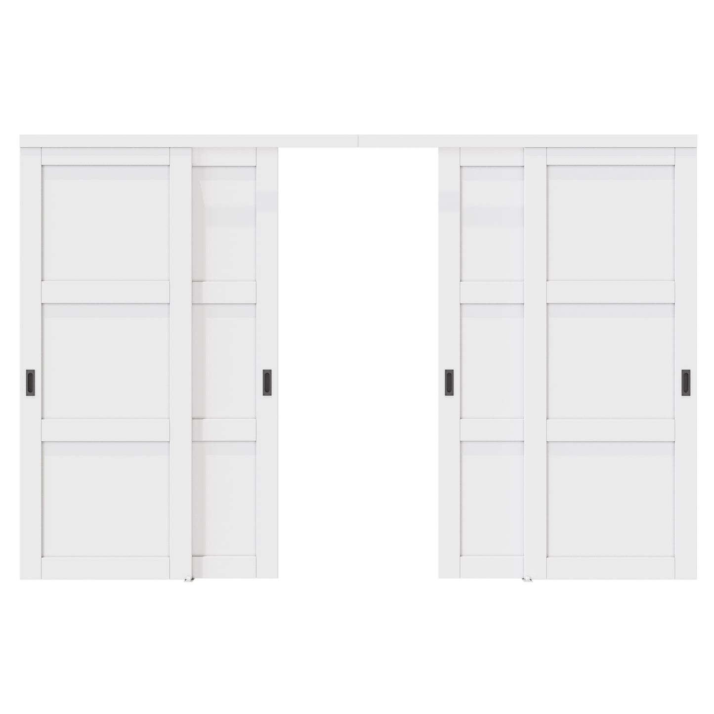 CRUTOP 3 -Lite Panel Paintable Sliding Closet Door for Bedroom/Closet/Barn - Assemble Required, Solid Core & Primed Water-Resistant Panels, Build Quality & Easy to Install (Black non-grooved door handle)