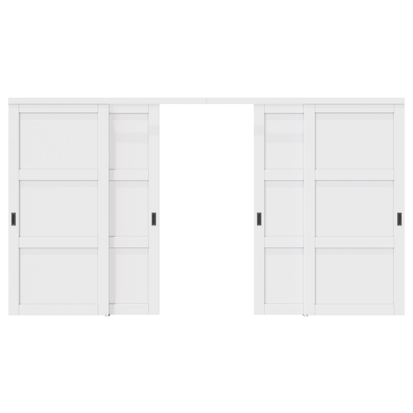 CRUTOP 3 -Lite Panel Paintable Sliding Closet Door for Bedroom/Closet/Barn - Assemble Required, Solid Core & Primed Water-Resistant Panels, Build Quality & Easy to Install (Black non-grooved door handle)