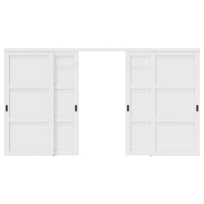 CRUTOP 3 -Lite Panel Paintable Sliding Closet Door for Bedroom/Closet/Barn - Assemble Required, Solid Core & Primed Water-Resistant Panels, Build Quality & Easy to Install (Black non-grooved door handle)
