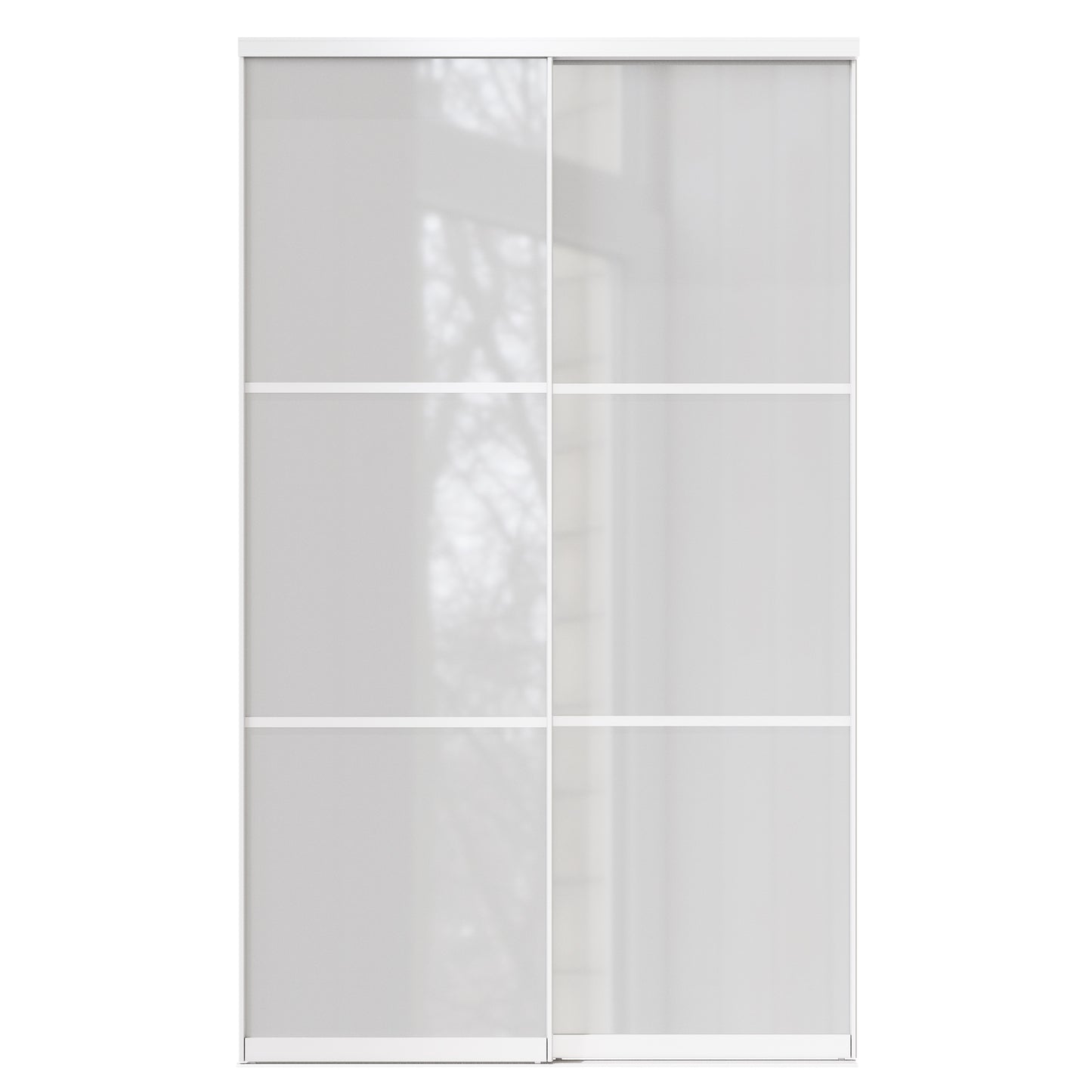 CRUTOP Sliding Closet Door, Fingerprint-Resistant 3-Lite Tempered Frosted Glass with Good Privacy & Water-Resistant Frame, Build Quality ( Pre-assembled Panels with Hardware Kit)，Aluminum Frame