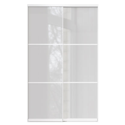 CRUTOP Sliding Closet Door, Fingerprint-Resistant 3-Lite Tempered Frosted Glass with Good Privacy & Water-Resistant Frame, Build Quality ( Pre-assembled Panels with Hardware Kit)，Aluminum Frame