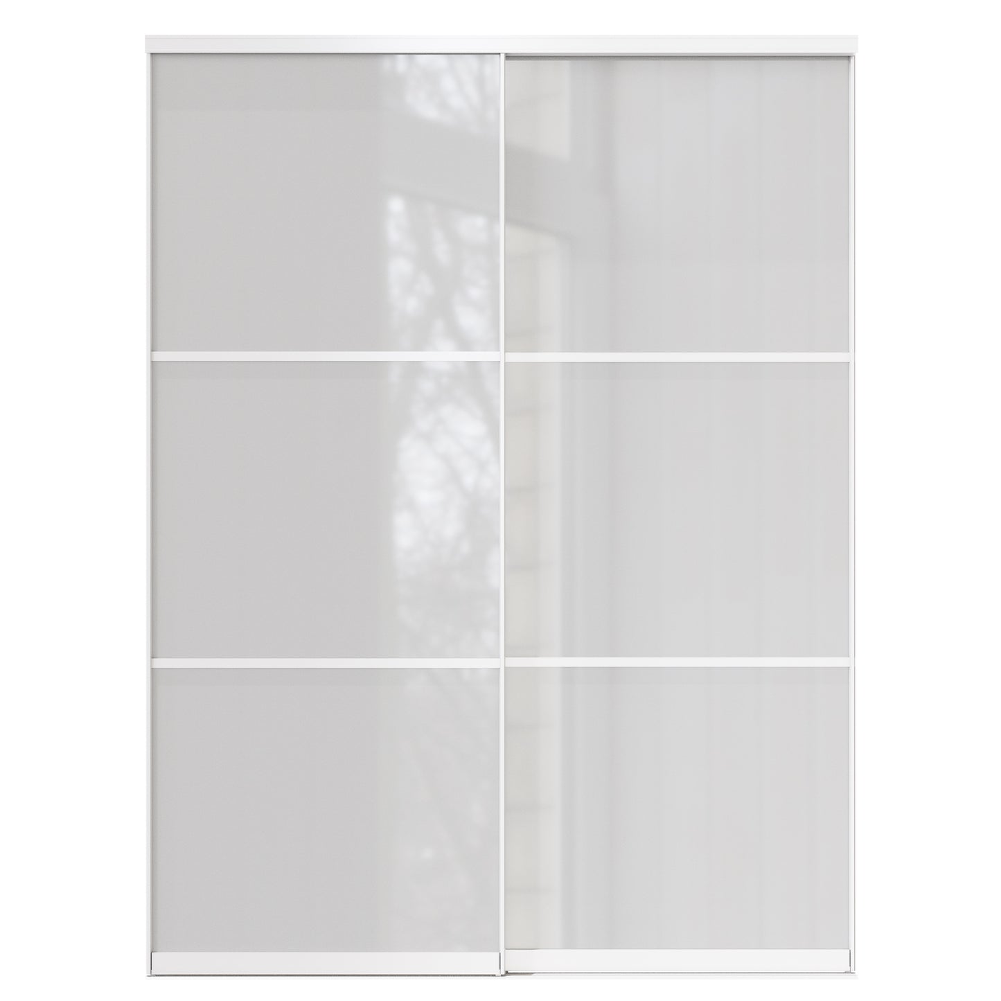 CRUTOP Sliding Closet Door, Fingerprint-Resistant 3-Lite Tempered Frosted Glass with Good Privacy & Water-Resistant Frame, Build Quality ( Pre-assembled Panels with Hardware Kit)，Aluminum Frame