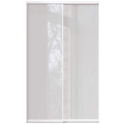 CRUTOP Sliding Closet Door, Fingerprint-Resistant 1-Lite Tempered Frosted Glass with Good Privacy & Water-Resistant Frame, Build Quality ( Pre-assembled Panels with Hardware Kit)，Aluminum Frame