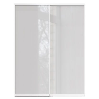 CRUTOP Sliding Closet Door, Fingerprint-Resistant 1-Lite Tempered Frosted Glass with Good Privacy & Water-Resistant Frame, Build Quality ( Pre-assembled Panels with Hardware Kit)，Aluminum Frame