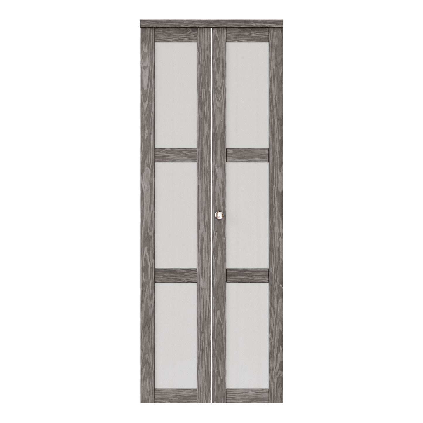 CRUTOP 3-Lite Frosted Glass Bifold Door, Build Quality Panels with Water&Scratch-Resistant Surface, Solid Core, Interior Closet & Pantry Door (Panels&Hardware&Fascia&Knob) ，Ancient Wood