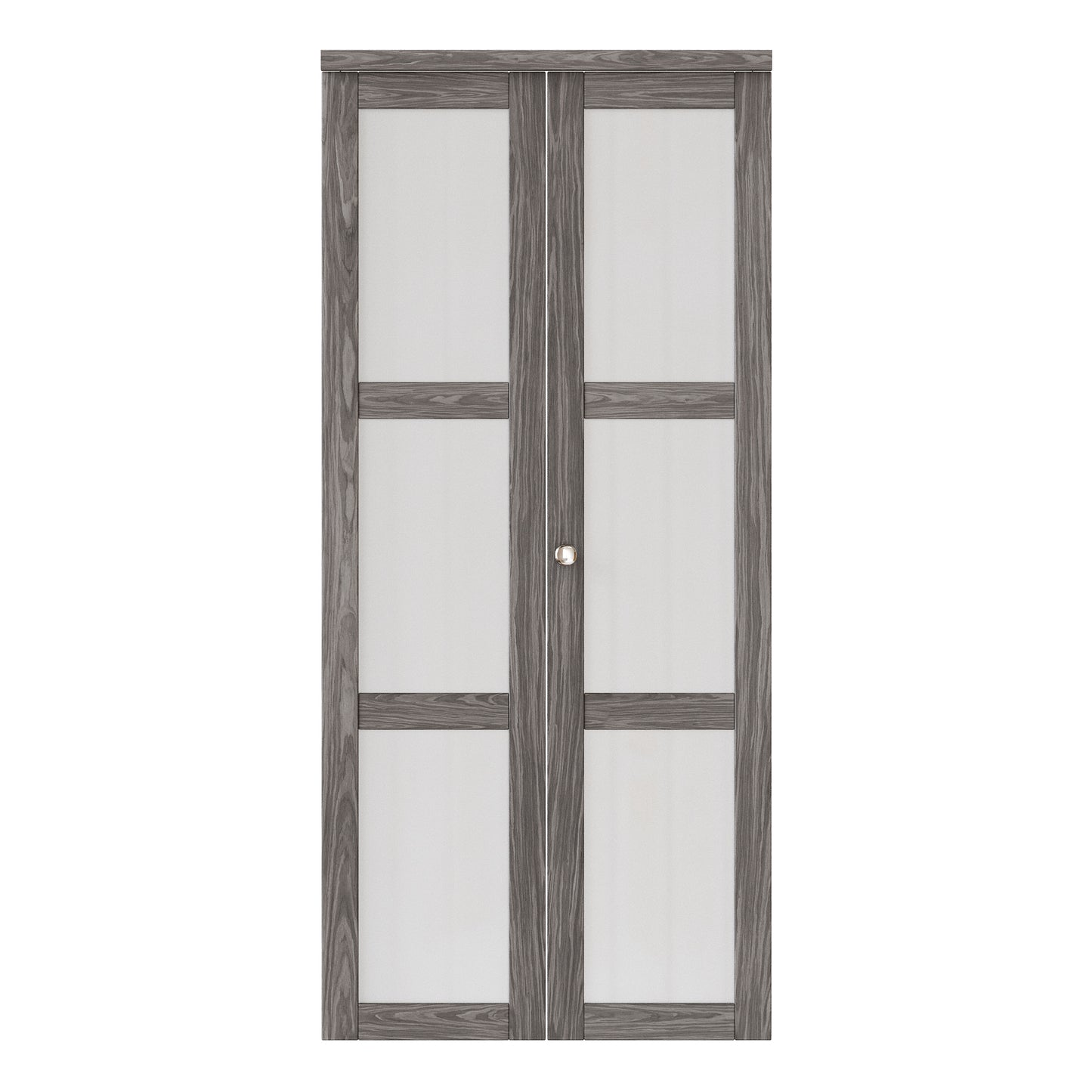 CRUTOP 3-Lite Frosted Glass Bifold Door, Build Quality Panels with Water&Scratch-Resistant Surface, Solid Core, Interior Closet & Pantry Door (Panels&Hardware&Fascia&Knob) ，Ancient Wood