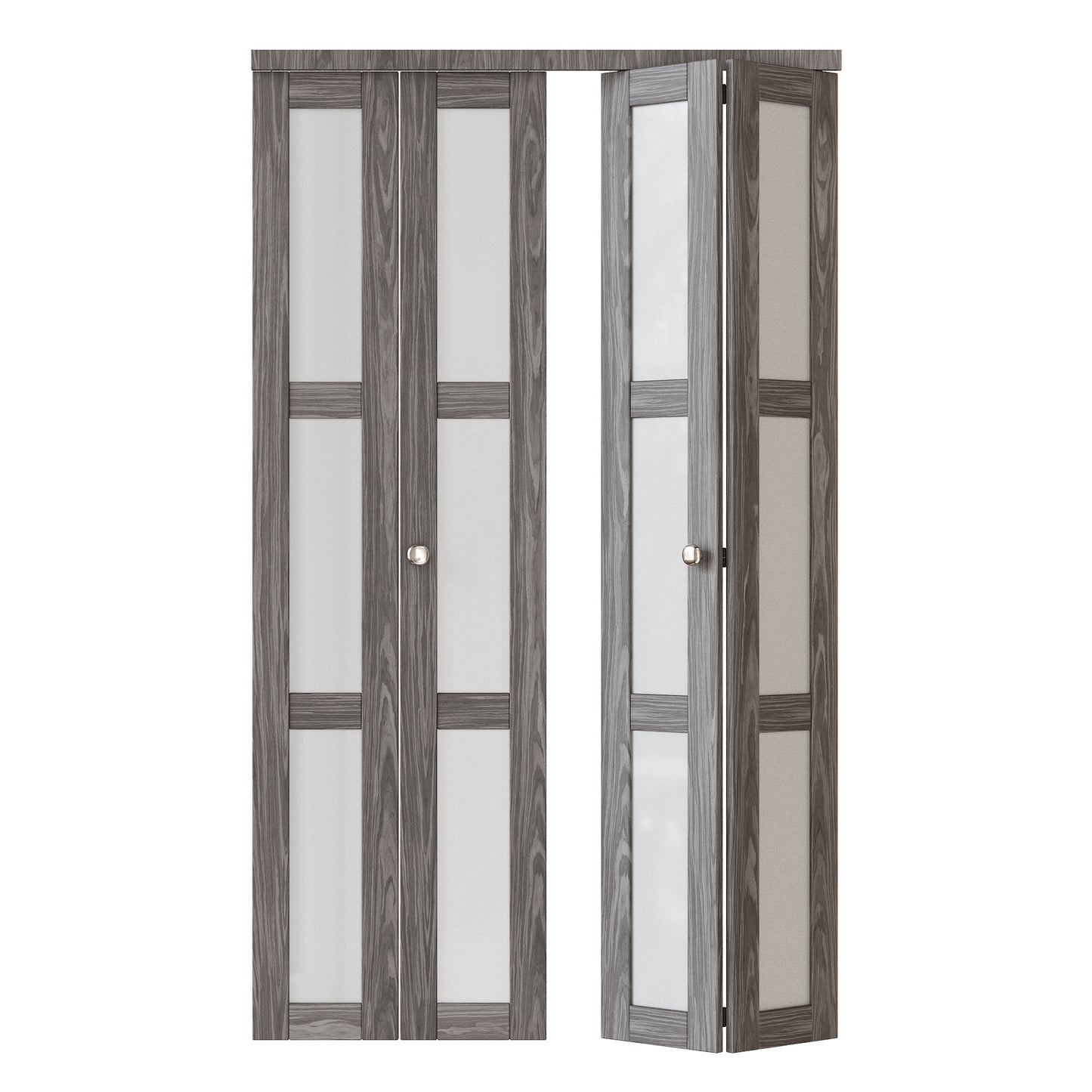 CRUTOP 3-Lite Frosted Glass Bifold Door, Build Quality Panels with Water&Scratch-Resistant Surface, Solid Core, Interior Closet & Pantry Door (Panels&Hardware&Fascia&Knob) ，Ancient Wood