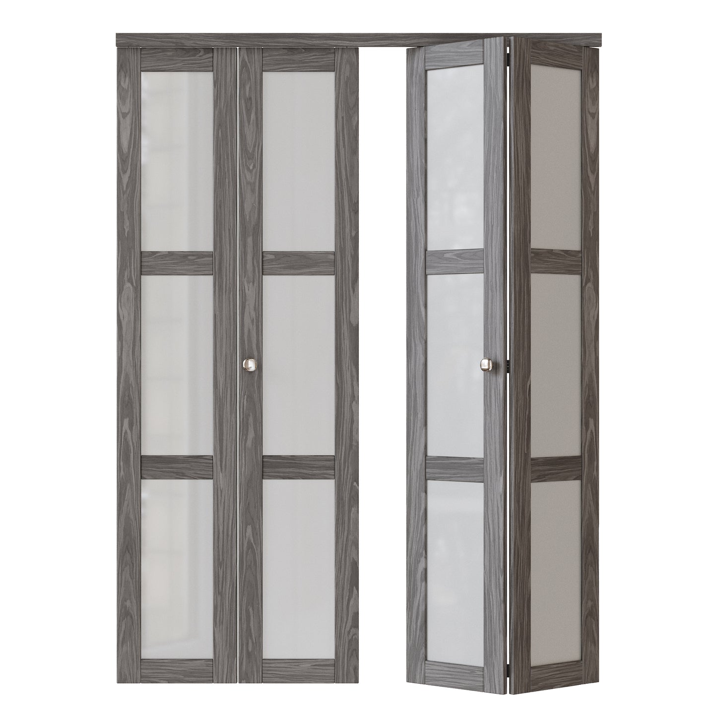 CRUTOP 3-Lite Frosted Glass Bifold Door, Build Quality Panels with Water&Scratch-Resistant Surface, Solid Core, Interior Closet & Pantry Door (Panels&Hardware&Fascia&Knob) ，Ancient Wood