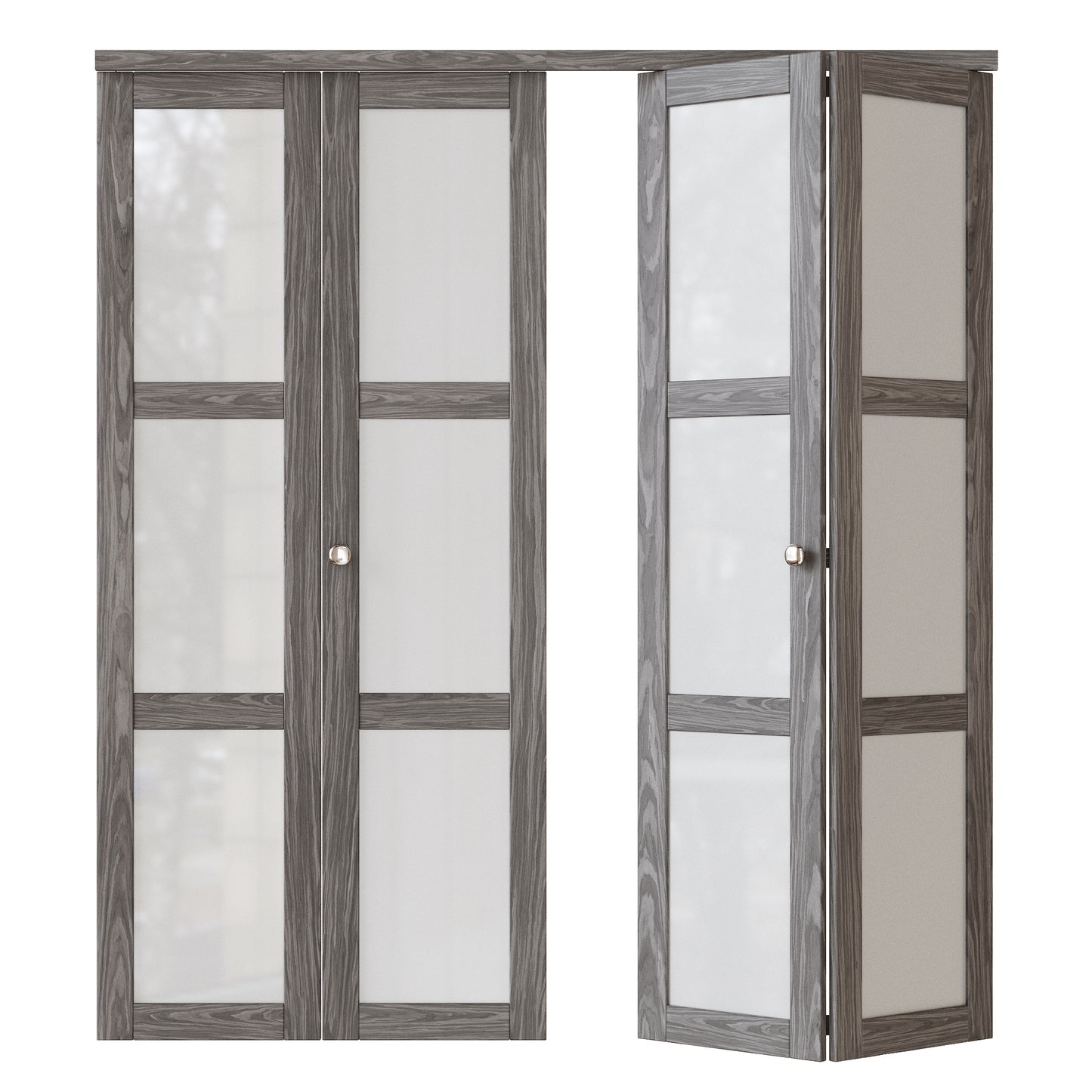 CRUTOP 3-Lite Frosted Glass Bifold Door, Build Quality Panels with Water&Scratch-Resistant Surface, Solid Core, Interior Closet & Pantry Door (Panels&Hardware&Fascia&Knob) ，Ancient Wood