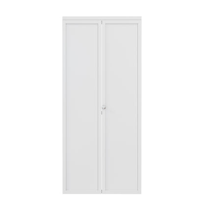 CRUTOP Bi-Fold Pivot Doors , 1-Lite Paintable Closet Door with Hardware Kit, MDF Panel Folding Interior Double Doors Easy to Install - White (Paintable)