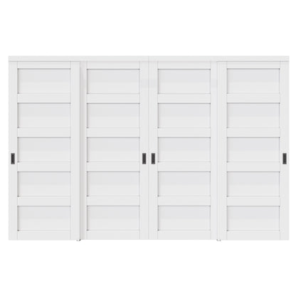 CRUTOP Paintable Bypass Slidng Door Panels with Hardware Kit, 5-Lite Panle Door Slab Shaker for Bedroom/Closet/Barn - Assemble Required