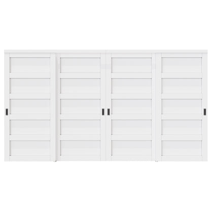 CRUTOP Paintable Bypass Slidng Door Panels with Hardware Kit, 5-Lite Panle Door Slab Shaker for Bedroom/Closet/Barn - Assemble Required