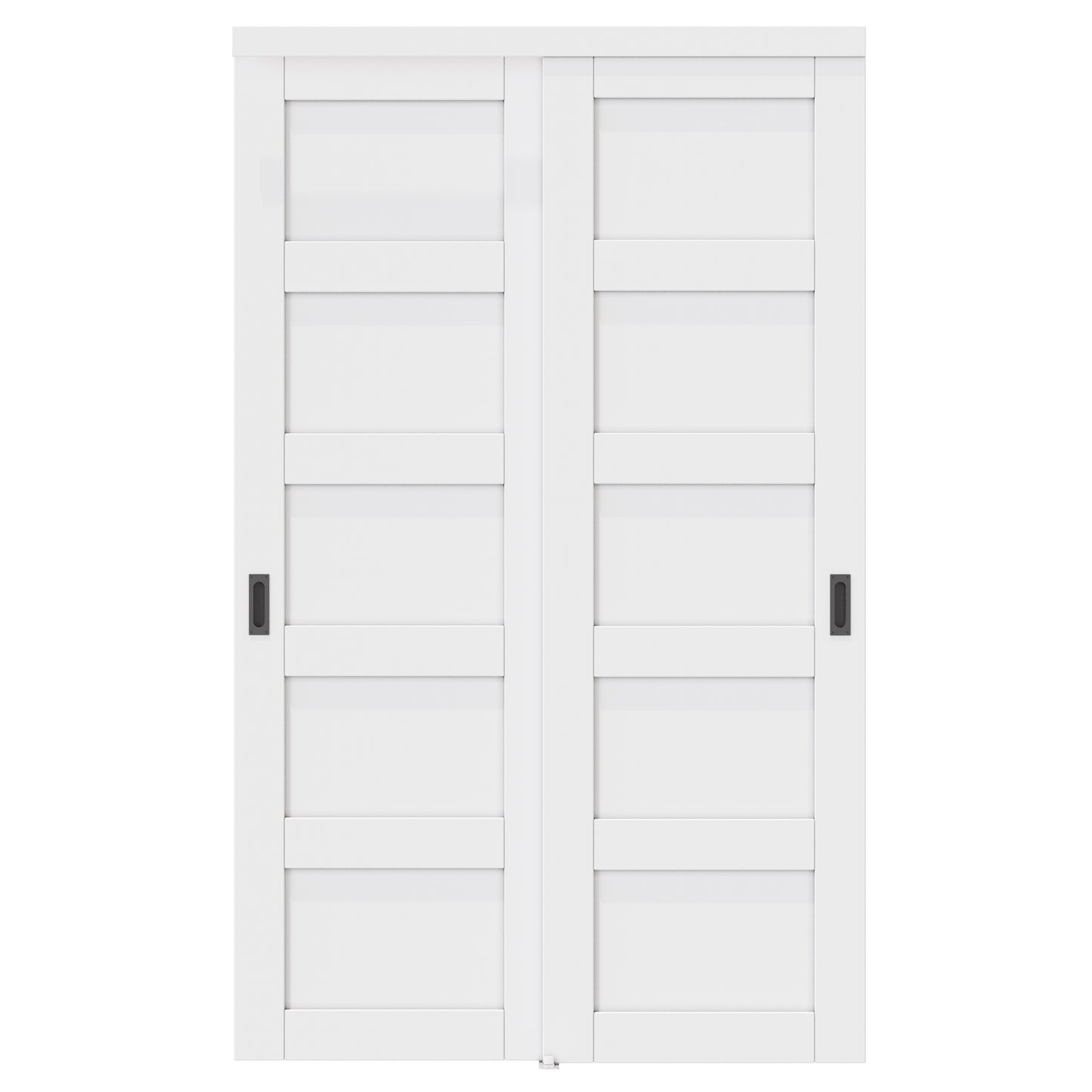 CRUTOP Paintable Bypass Slidng Door Panels with Hardware Kit, 5-Lite Panle Door Slab Shaker for Bedroom/Closet/Barn - Assemble Required