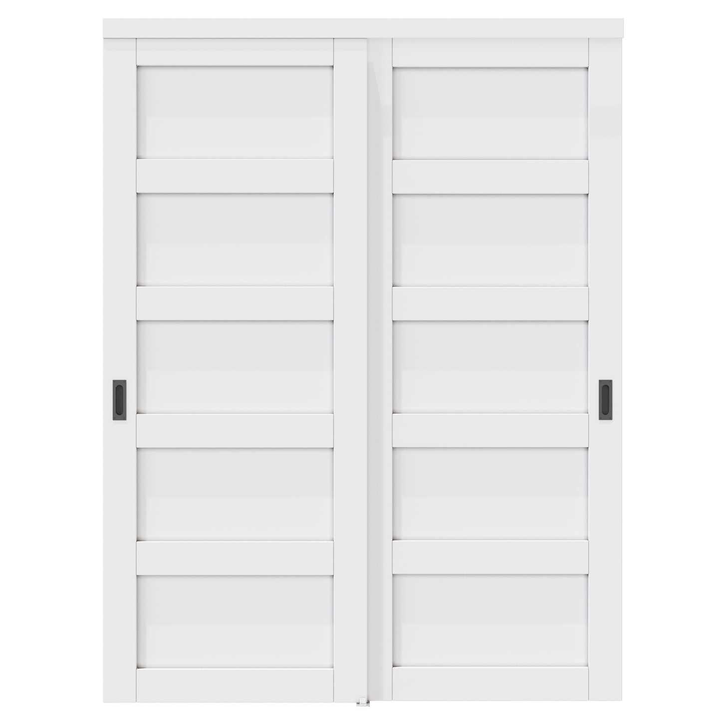 CRUTOP Paintable Bypass Slidng Door Panels with Hardware Kit, 5-Lite Panle Door Slab Shaker for Bedroom/Closet/Barn - Assemble Required