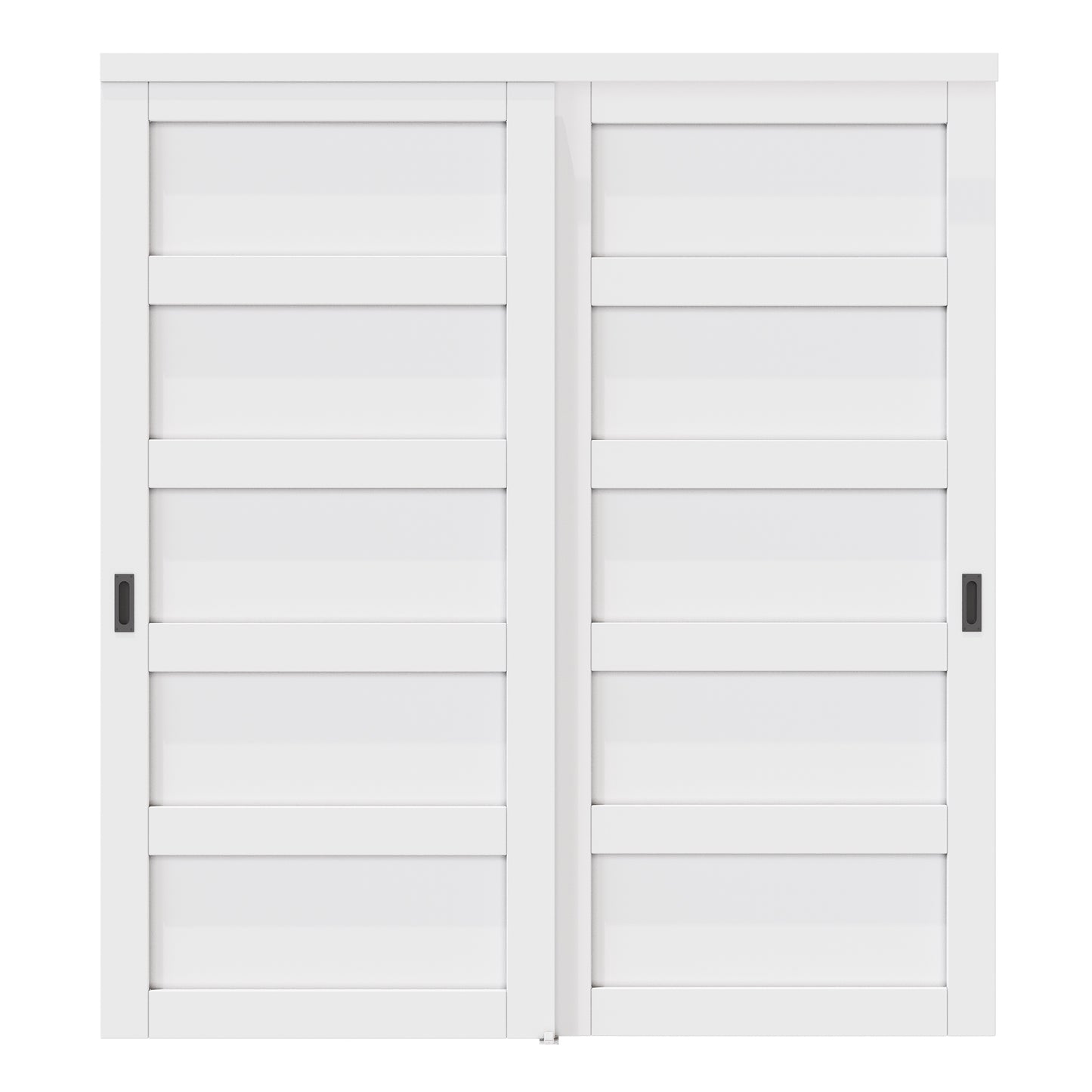 CRUTOP Paintable Bypass Slidng Door Panels with Hardware Kit, 5-Lite Panle Door Slab Shaker for Bedroom/Closet/Barn - Assemble Required