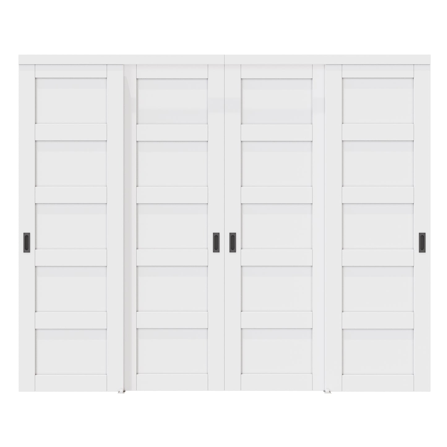 CRUTOP Paintable Bypass Slidng Door Panels with Hardware Kit, 5-Lite Panle Door Slab Shaker for Bedroom/Closet/Barn - Assemble Required