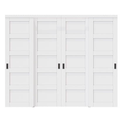 CRUTOP Paintable Bypass Slidng Door Panels with Hardware Kit, 5-Lite Panle Door Slab Shaker for Bedroom/Closet/Barn - Assemble Required