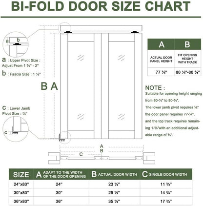 CRUTOP  Mirrored Bifold Doors, One Side Mirror Door with Water&Scratch-Resistant Surface, Interior Closet & Pantry Door (Panels&Hardware&Fascia&Knob) , Black